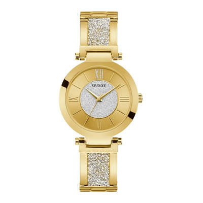 Reloj Guess Aurora Dama Mujer Correa Dorado Resistente Agua Watch Color del bisel Dorado Color del fondo Dorado | Meses sin interés
