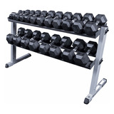 Body Solid Rack Con 10 Pares De Mancuernas Hexagonales