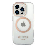 Funda Guess Outline Magsafe Oro Rosa Para iPhone 14 Pro