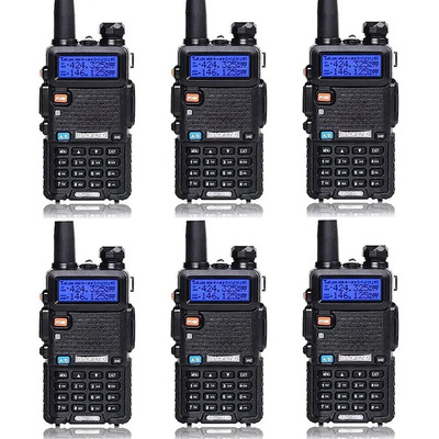 6 Radios Walkie Talkie Baofeng Uv5r Uhf\u002Fvhf 128 Canale 8km Color Negro | Envío gratis