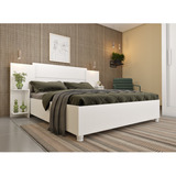 Cama Box Casal Monaco Queen Com Painel E Mesa De Gh