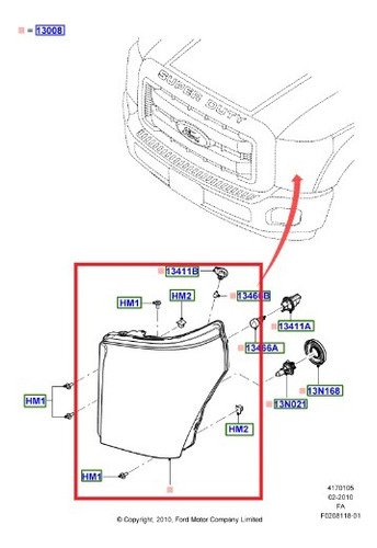 Faro Delantero Super Duty 6.2 F250 F350 2011 Al 2016 Foto 4
