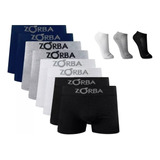 Kit 6 Cuecas Boxer Algodão Box + 3 Pares Meia Ts 1500