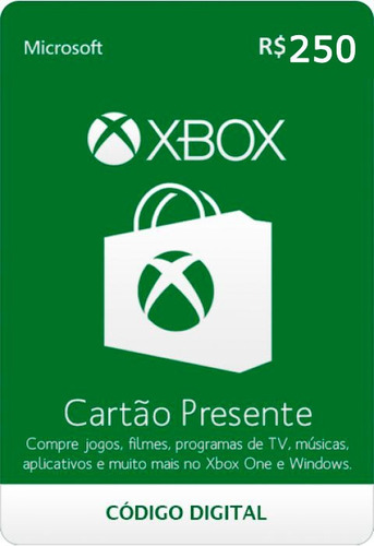 Cartão Microsoft Points Xbox Brasil R$ 250 Reais Brasil Br
