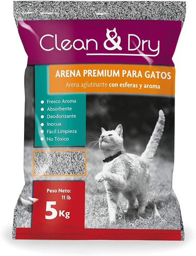 Arena Clean & Dry Aglutinante Con Aroma 5kg Pack 4 Piezas