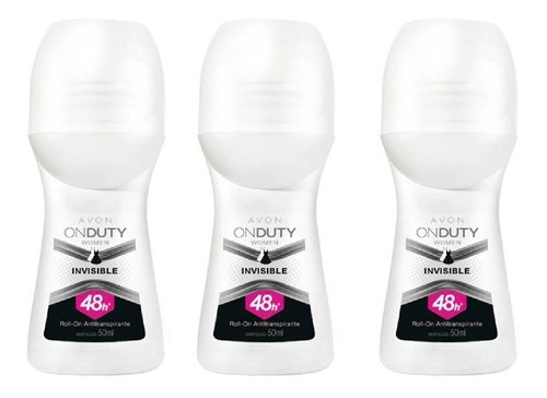 03 Desodorante Roll-on Invisible Onduty Feminino 50ml Avon