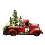 Centro De Mesa Navideño Red Farm Truck Decoración De Camión