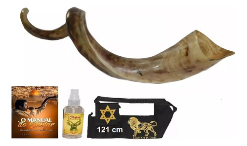 Shofar De Chifre Antílope + Livro + Capa - De Israel #r1