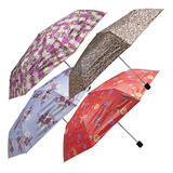 Kit 4 Guarda-chuva Sol Estampado Dobrável Pequeno Cabo Reto