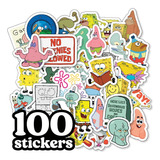 100 Stickers Etiquetas Pegatinas Bob Esponja 