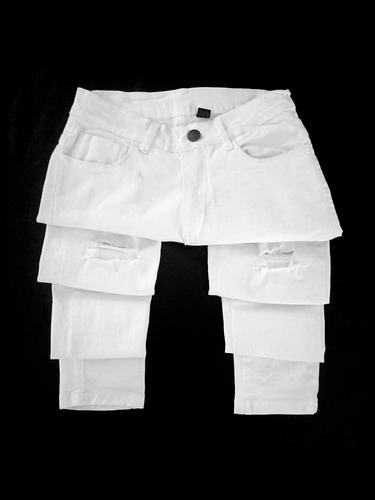 Jeans Blanco Con Roturas (chupin) 