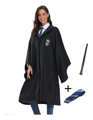 Disfraz Capa Potter 4 Casas Hogwarts Avenclaw Varita Mágica