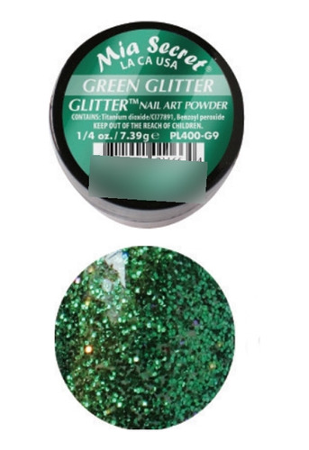 Polvo Acrilico Green Glitter Mia Secret 7gr