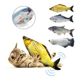 Brinquedo Elétrico Peixe Carpa Pra Gato Com Cabo Usb Cat Nip Cor Azul E Branco