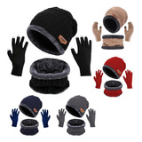 4p Unisex Guantes Para Frio Y Gorros Tejidos Y Gorro Bufanda