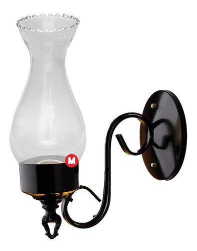 Arandela Externa Lampião Vidro Transparente 270 Preta