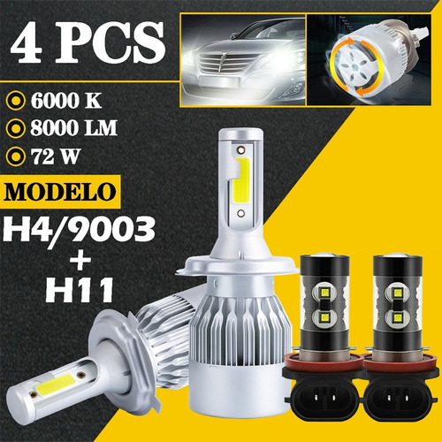 H4 H11 Blanco Kit Faros Led Luz Alta/baja Para Nissan