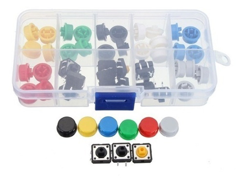 Kit 25 Push Button / Chave Táctil Com Capa Colorida Arduino