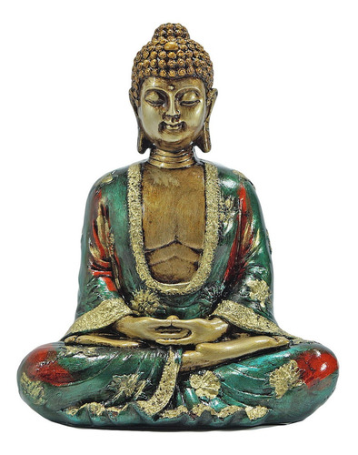 Buda Hindu Tailandês Tibetano Estátua Verde Dourado Grande 