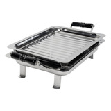 Brasero De Mesa Acero Inoxidable Parrilla Asas Losa Negro