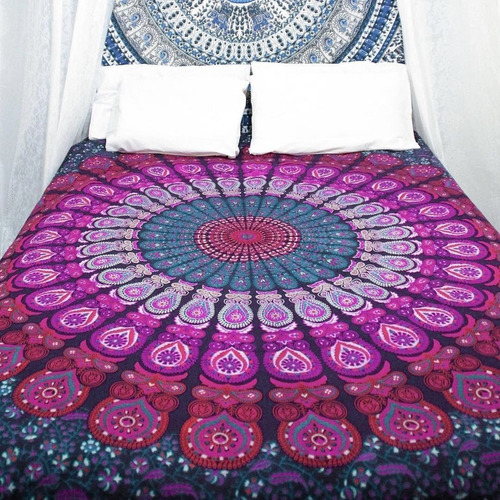 Colcha Mandala Cortina Lençol Indiana Casal Sofa Queen Manta