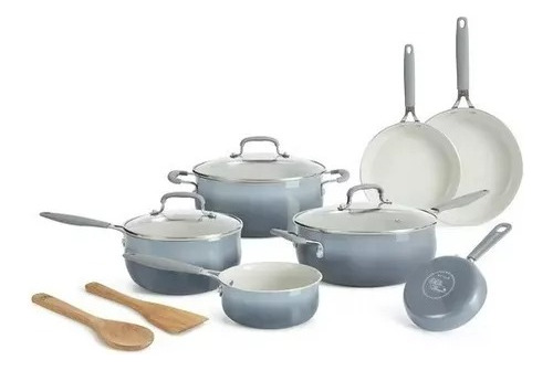 Bateria De Cocina La Mujer Pionera 12 Piezas Gris Elegante