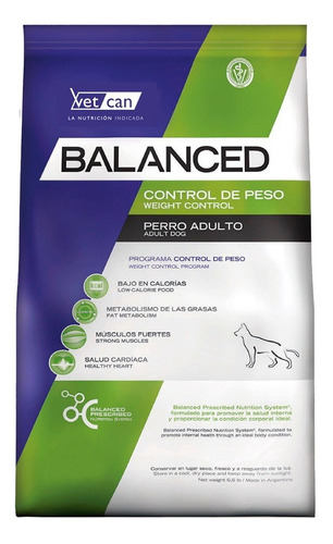 Alimento Vitalcan Balanced Control De Peso Para Perro Adulto Todos Los Tamaños Sabor Mix En Bolsa De 12 kg