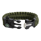 Pulsera Paracord Tactica Supervivencia Con Pedernal Mendoza Color Verde