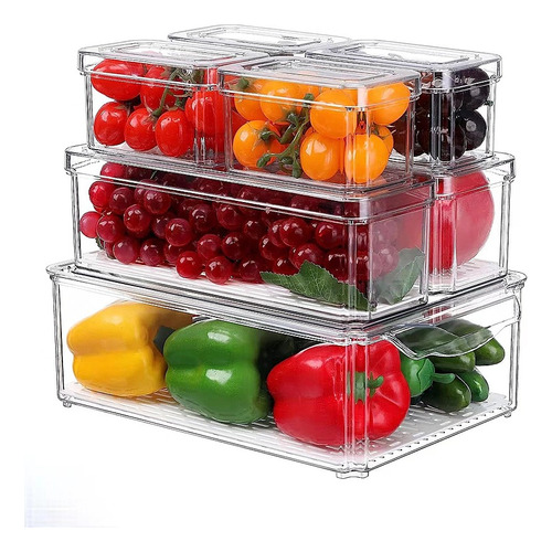 Organizador Refrigerador Cocina Set 7 Contenedores Con Tapa