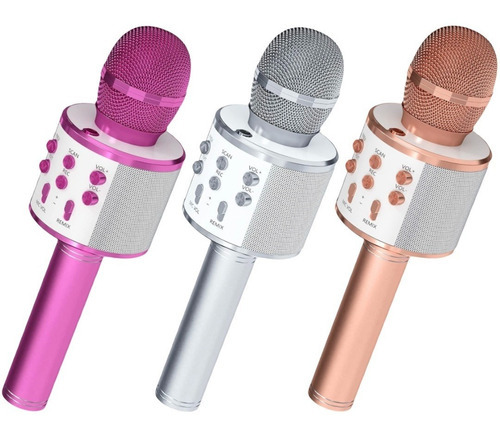 Microfone Sem Fio Youtuber Bluetooth Karaoke Reporter Cores Cor Prata