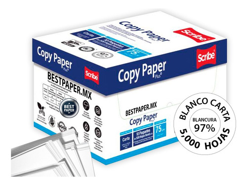 Papel Blanco Carta (scribe Azul) - Caja Con 5,000 Hojas