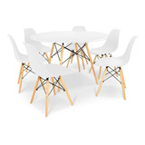 Kit Mesa Jantar Eiffel 120cm Branca +6 Cadeiras Eames Eiffel