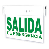 Cartel Indicador Led Luminoso Autónomo Salida De Emergencia Color Blanco/transparente / Verde