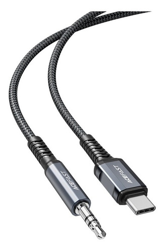 Cable De Audio Auxiliar Usb-c/ Tipo C A 3.5 Mm Reforzada Color Gris Oscuro