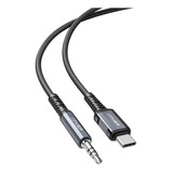 Cable De Audio Auxiliar Usb-c/ Tipo C A 3.5 Mm Reforzada Color Gris Oscuro