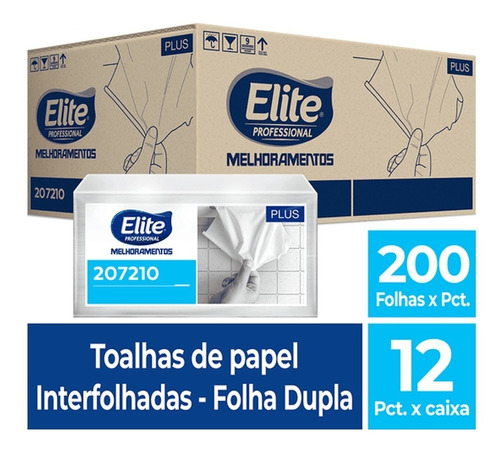 Papel Toalha Interfolhado Folha Dupla Plus 2400fls Elite