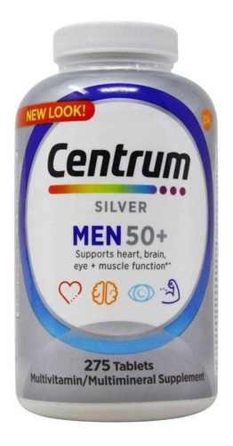 Centrum Silver Men 50+ American 275 Comprimidos Masculinos +50 Anos De Sabor Sem Sabor