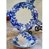 Trio Para Te Porcelana Verbano Retro Flores Azules C1960