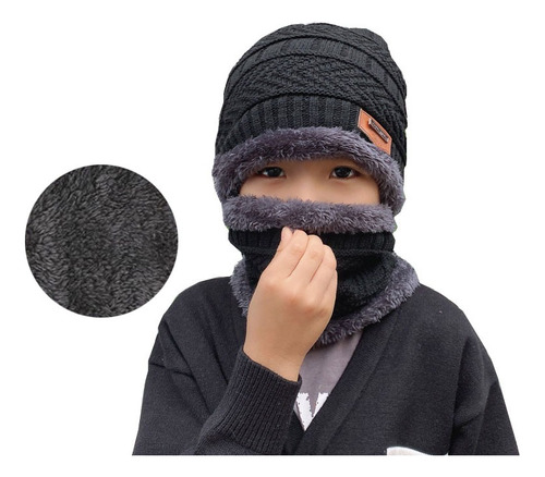 Bufandas Y Gorro Niños Cuello Unisex Invierno Frío