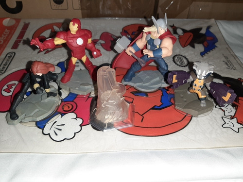 4 Figuras De Marvel,disney Infinity,ironman,rocket,thor,blak