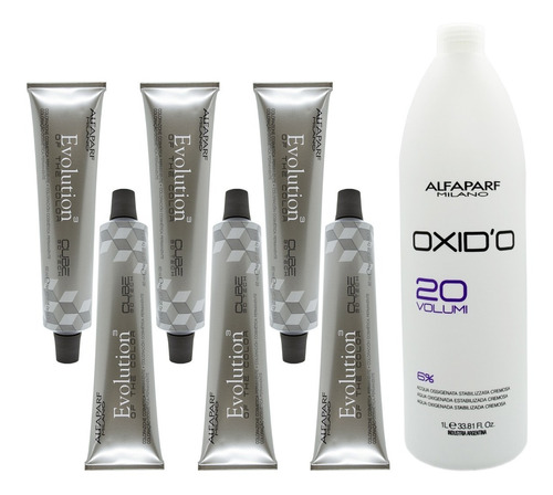 Alfaparf Evolution Kit X6 Tinturas + Oxidante 1000ml 3c 