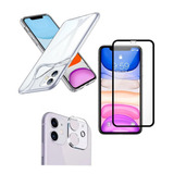 Capa Capinha Slim + Pel 3d Vidro + Pl Cam Para iPhone 11 6.1