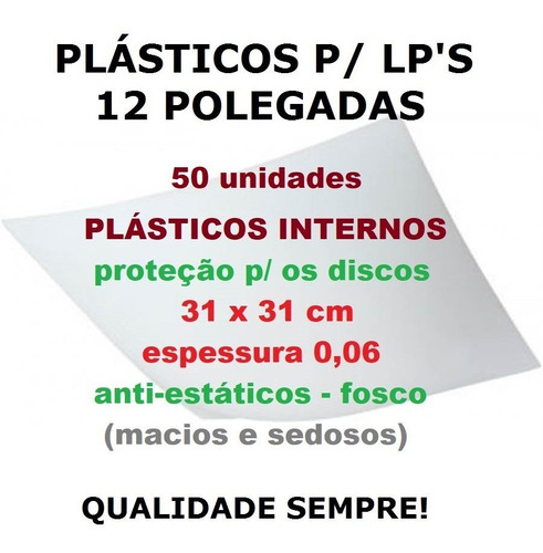 50 Plásticos Internos 0,06 P/ Proteção De Lp Discos De Vinil