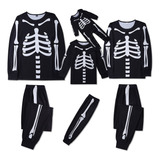 Conjunto De Pijamas Familiares Juego De Halloween Esqueleto