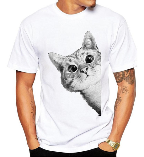 Playera Camiseta Moda Tendencia Gato Hermoso Asomado Cat