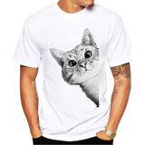 Playera Camiseta Moda Tendencia Gato Hermoso Asomado Cat