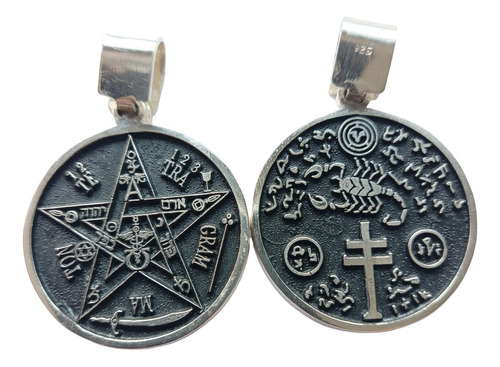 Dije Doble Tetragrammaton Y Exterminador Plata 925 Talisman