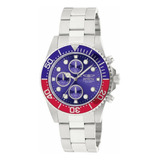 Reloj Pulsera Invicta Pro Diver 1771 De Cuerpo Color Acero, Analógico, Para Hombre, Fondo Azul, Con Correa De Acero Inoxidable Color Acero, Agujas Color Blanco Y Acero, Dial Blanco Y Acero, Subesferas