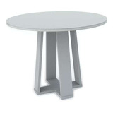 Mesa De Jantar Redonda Com Tampo De Vidro Isabela Off Whi... Cor Off White