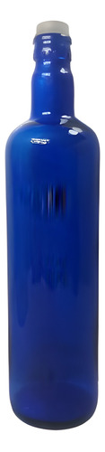 Botella Vidrio Azul Hooponopono Lisa Corcho Agua Solarizada